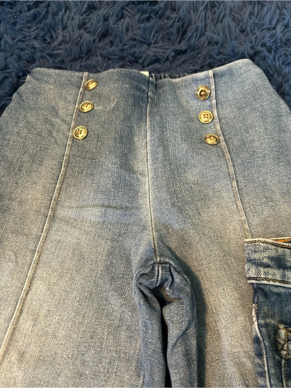 Gymboree Light Wash Denim Jeans Pair with Braided Pocket Detail
